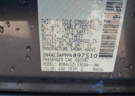 2015 Nissan Altima 2.5 S from USA, damaged, VIN 1N4AL3AP9FN897510